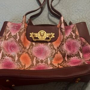 Sharif Pink and Brown Patterned Shoulder Bag